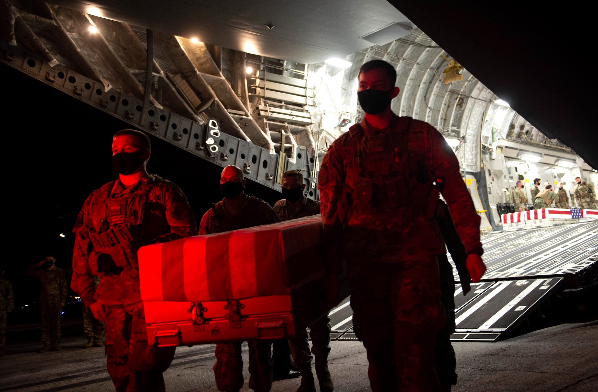 A photo of Team Offutt conducting a dignified transfer of remains