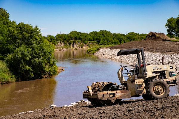 U.S. Army Corps of Engineers from the Omaha District evaluate repairs to the Salt Creek Levee system in Lincoln, Nebraska. The firm-fixed-priced contract for the levee repairs,near Deadman's Run, was advertised to the Pre-qualified Sources List.