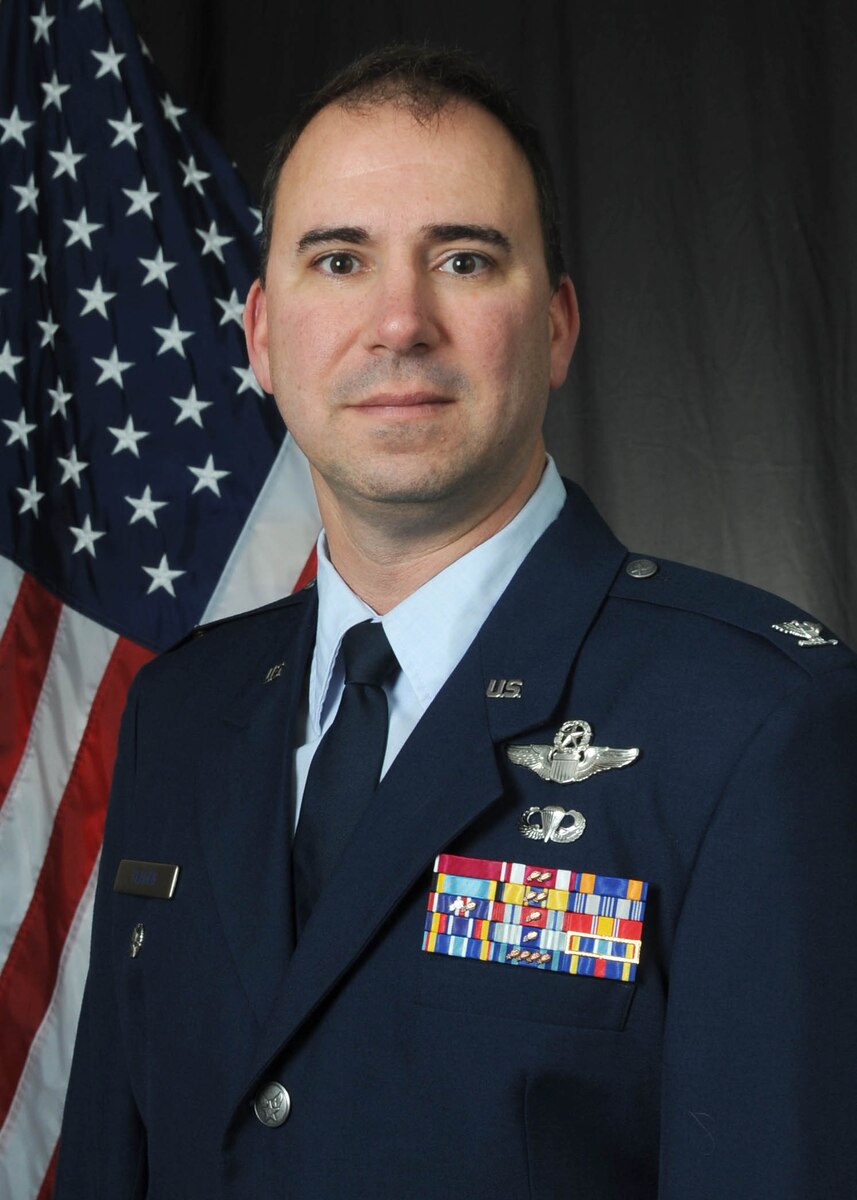 Colonel Tom 'Sling' Bladen the 104th FW vice wing commander takes an official studio portrait at Barne's Air National Guard Base on January 9, 2020. (U.S. Air National Guard Photo by Airman Camille Lienau)