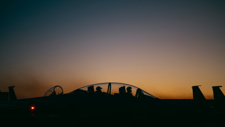 Fighter Jet conducts night flight operations