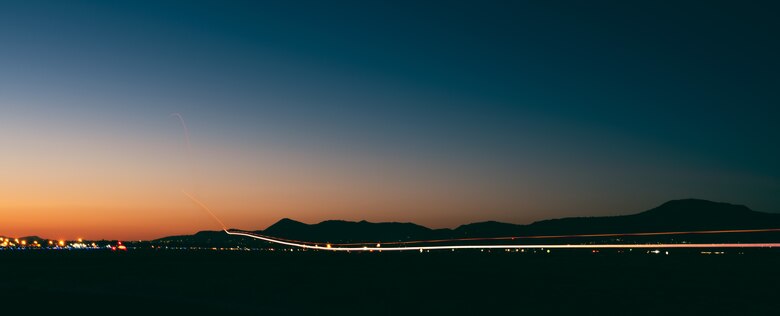 Fighter Jet conducts night flight operations