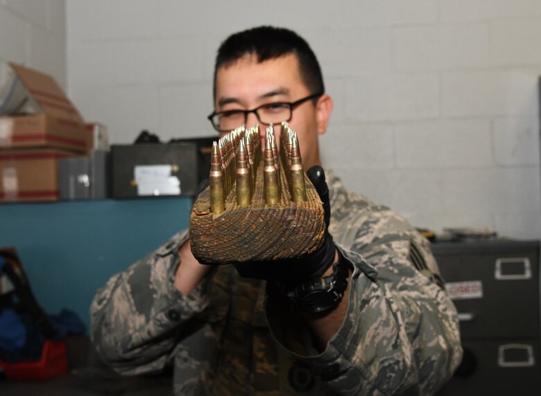A photo of an Airman taking inventory.