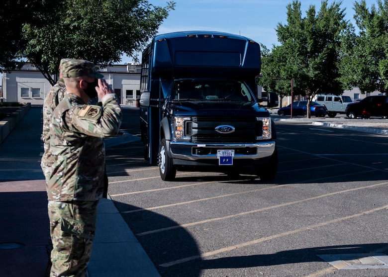 U.S. Air Force Maj. Gen. Michael J. Lutton 20th Air Force commander, arrived at the 377th Air Base Wing Headquarters.