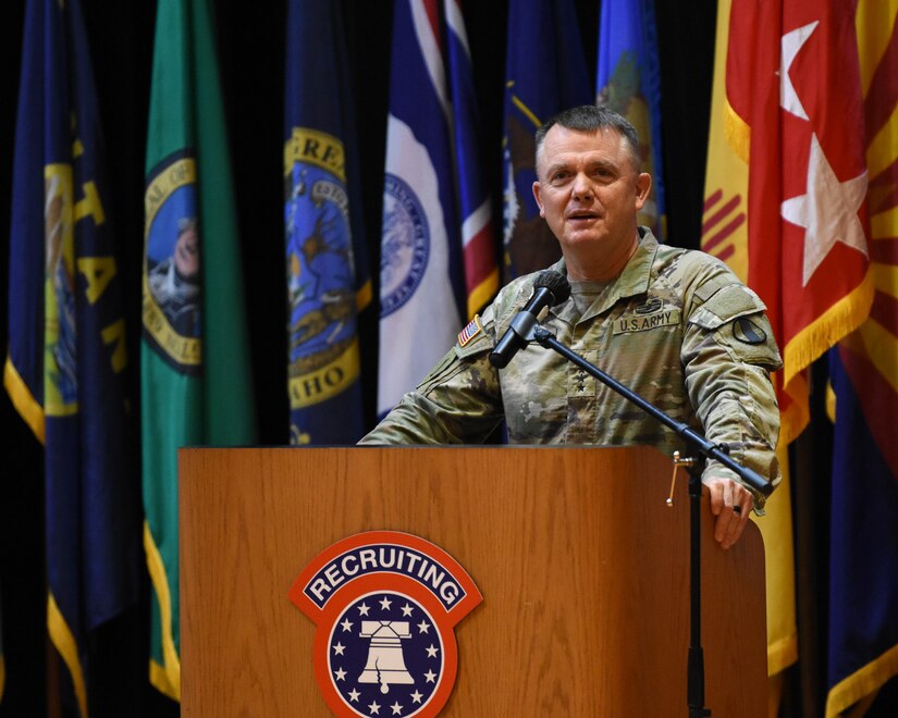 soldier gives a speech.