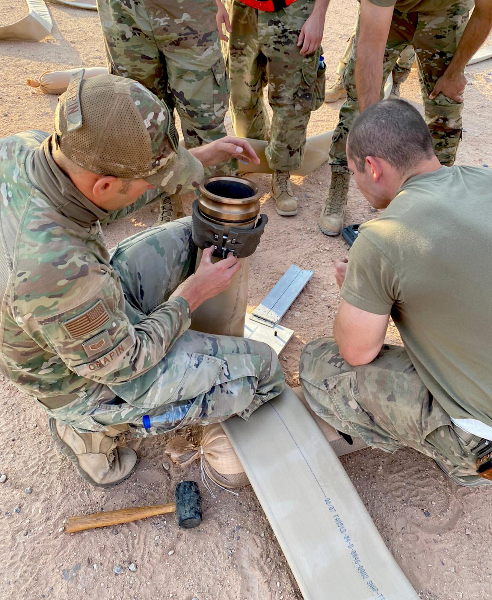 The 378th Expeditionary Logistic Readiness Squadron install a rapid refueling platform at Prince Sultan Air Base, Kingdom of Saudi Arabia, July 13, 2020.