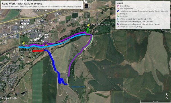 Map of Mill Creek and the surrounding area, detailing the construction and the alternate access routes available to the public during the course of road repaving.
