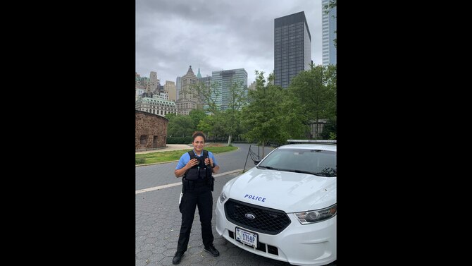 U.S. Air Force Airman 1st Class Camelia Valentin, a 439th Aircraft Maintenance Squadron crew chief, protects national monuments and federally protected buildings in New York City. Valentin joined the Air Force in 2019 to pursue a career in aviation as a maintainer and future pilot. (Courtesy photo)