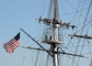 Showing the usa flag waving on topsail