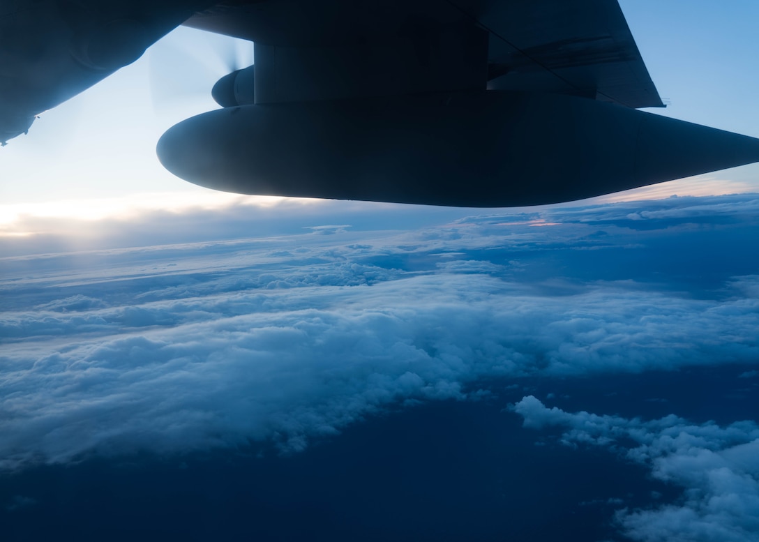 An Air Force Reserve Hurricane Hunter aircrew flies into Hurricane Douglas, the first hurricane in the Pacific this season, July 26, 2020, to collect weather data to assist the Central Pacific Hurricane Center with their forecasts. The 53rd Weather Reconnaissance Squadron, assigned to the 403rd Wing at Keesler Air Force Base, Mississippi, departed July 22 to conduct operations out of Barbers Point Kapolie Airport, Hawaii. (U.S. Air Force photo by Lt. Col. Marnee A.C. Losurdo)