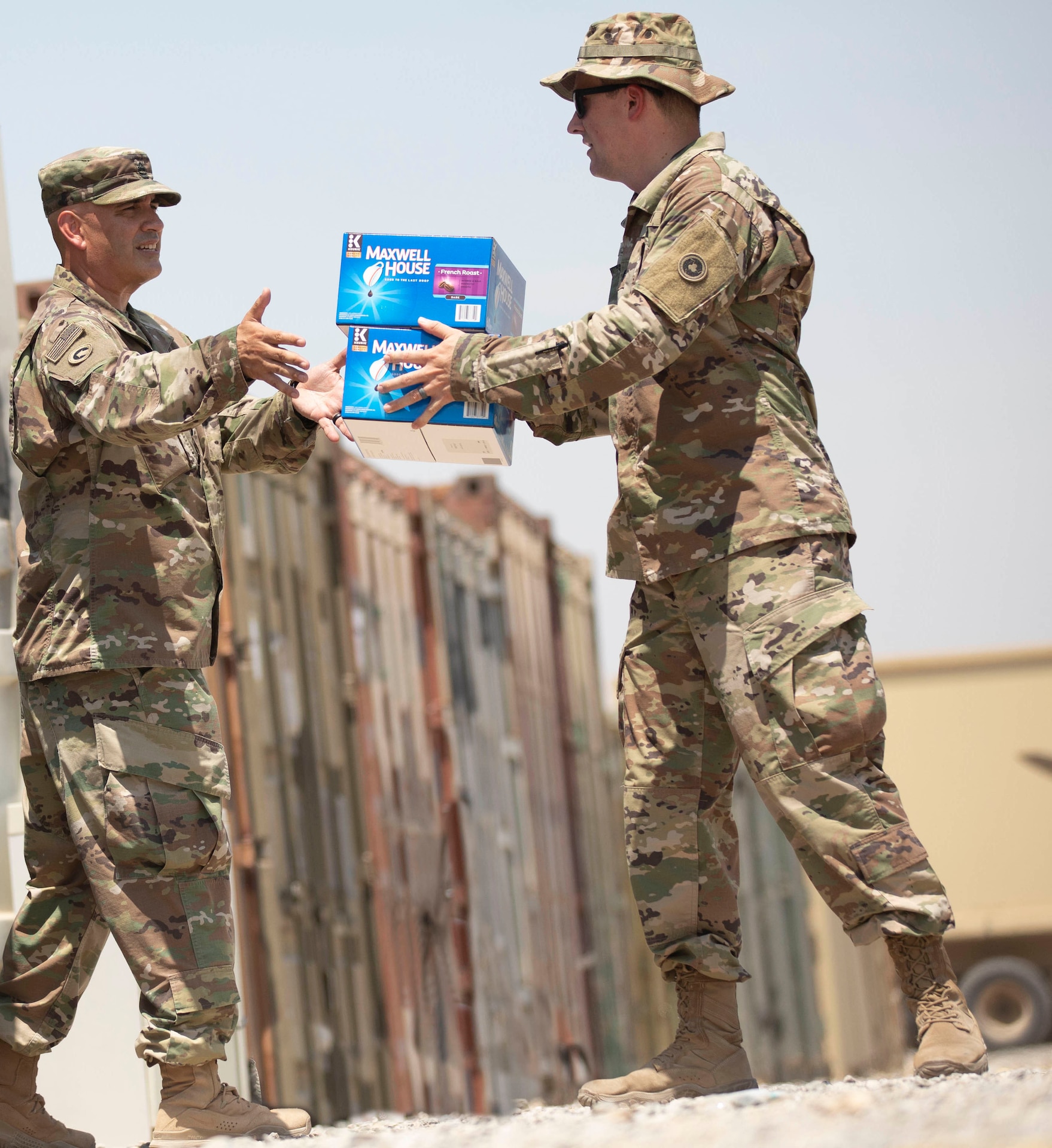 Grounded in giving: Chaplains transport donated coffee at Camp Arifjan