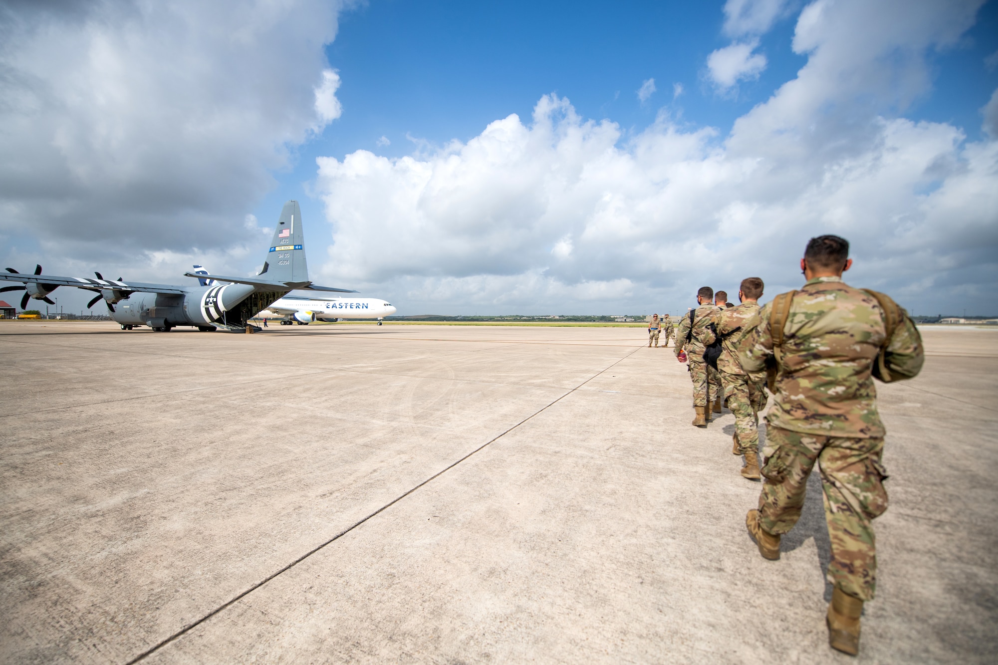 In an effort to protect and sustain the Air Education and Training Command’s student pipeline, the 314th AW flew 27 Airmen in technical training from Kelly Field, Texas, to Ft. Benning, Georgia.