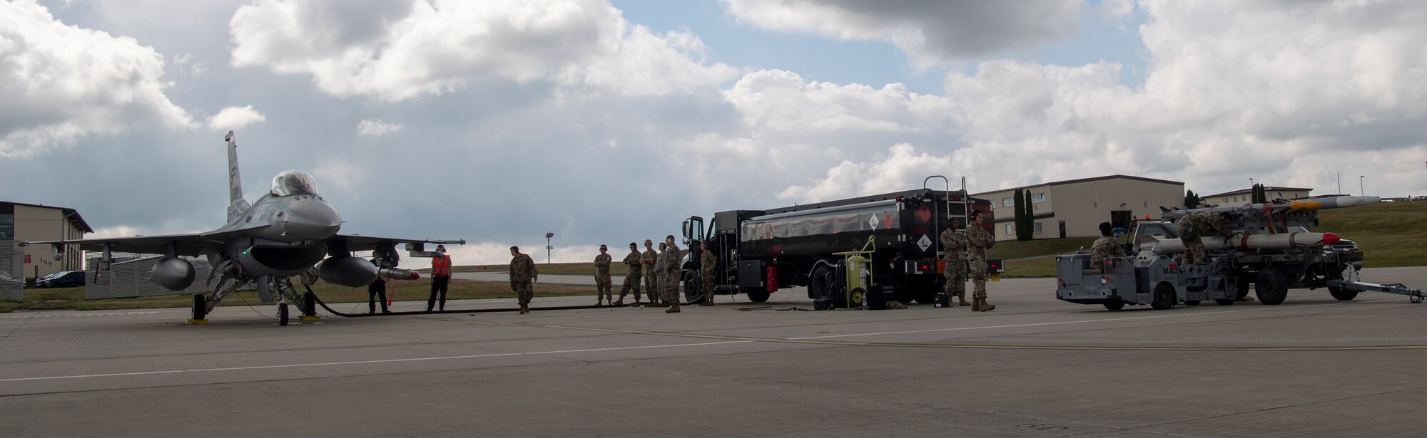 Airmen and aircraft on the flight line