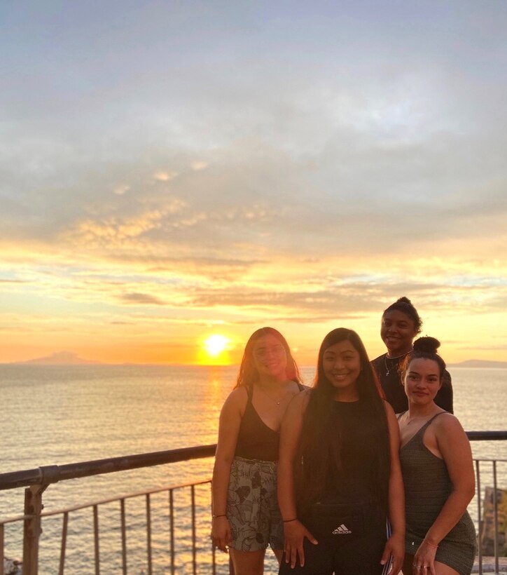 Airman 1st Class Katie Rivera, 606th Air Control Squadron radar systems technician at  Aviano Air Base, Italy, poses for a picture with her friends. (Courtesy Photo)