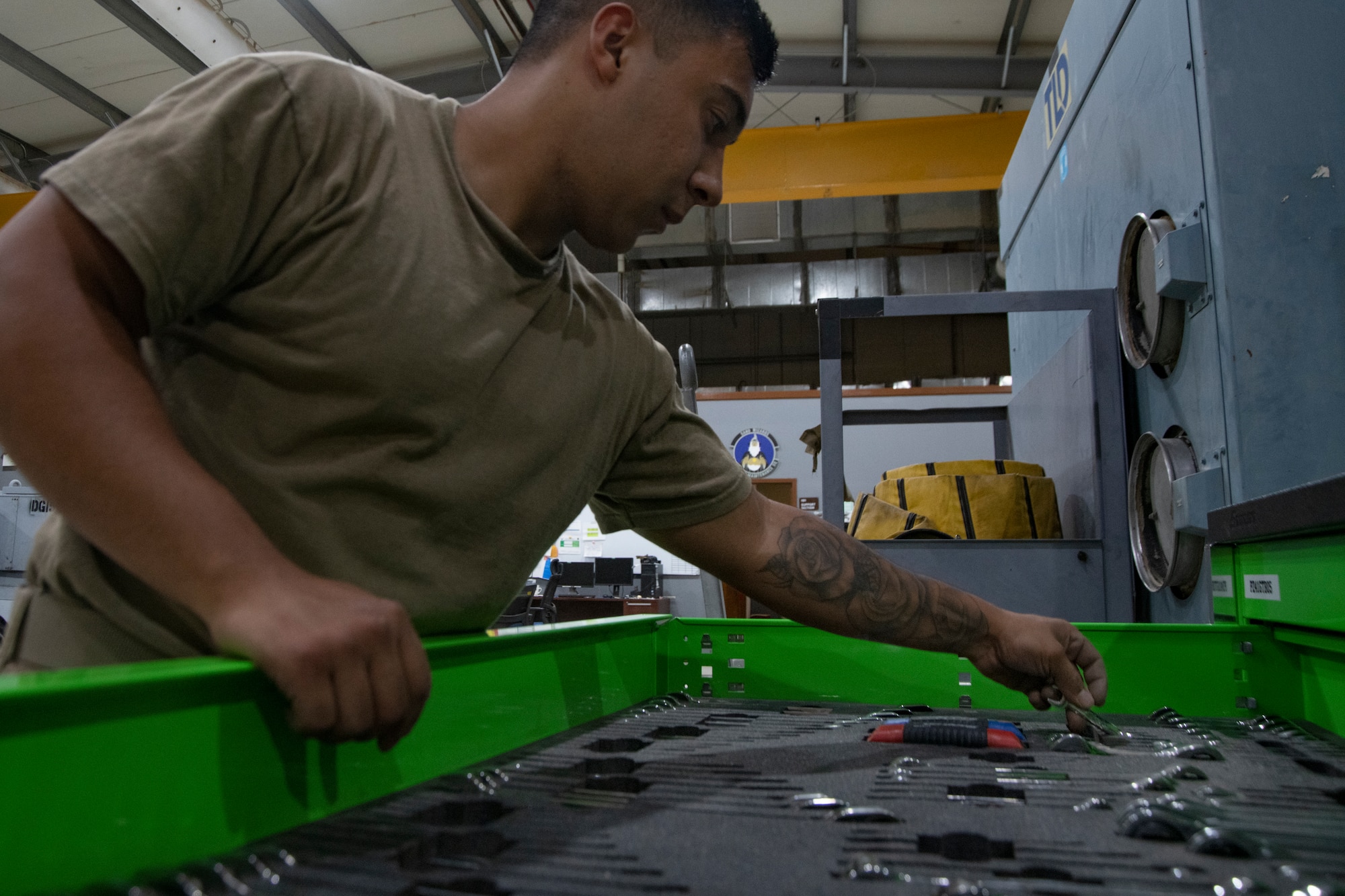 Airman 1st Class Isaiah Flores, 386th Expeditionary Maintenance Squadron Aerospace Ground Equipment journeyman
