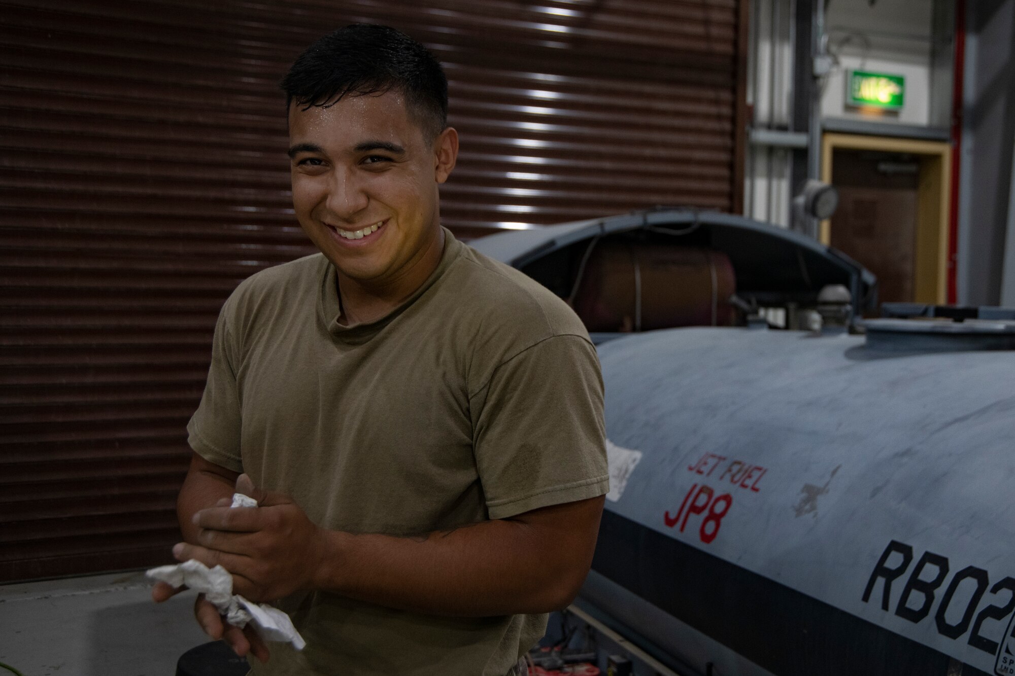 Airman 1st Class Isaiah Flores, 386th Expeditionary Maintenance Squadron Aerospace Ground Equipment journeyman