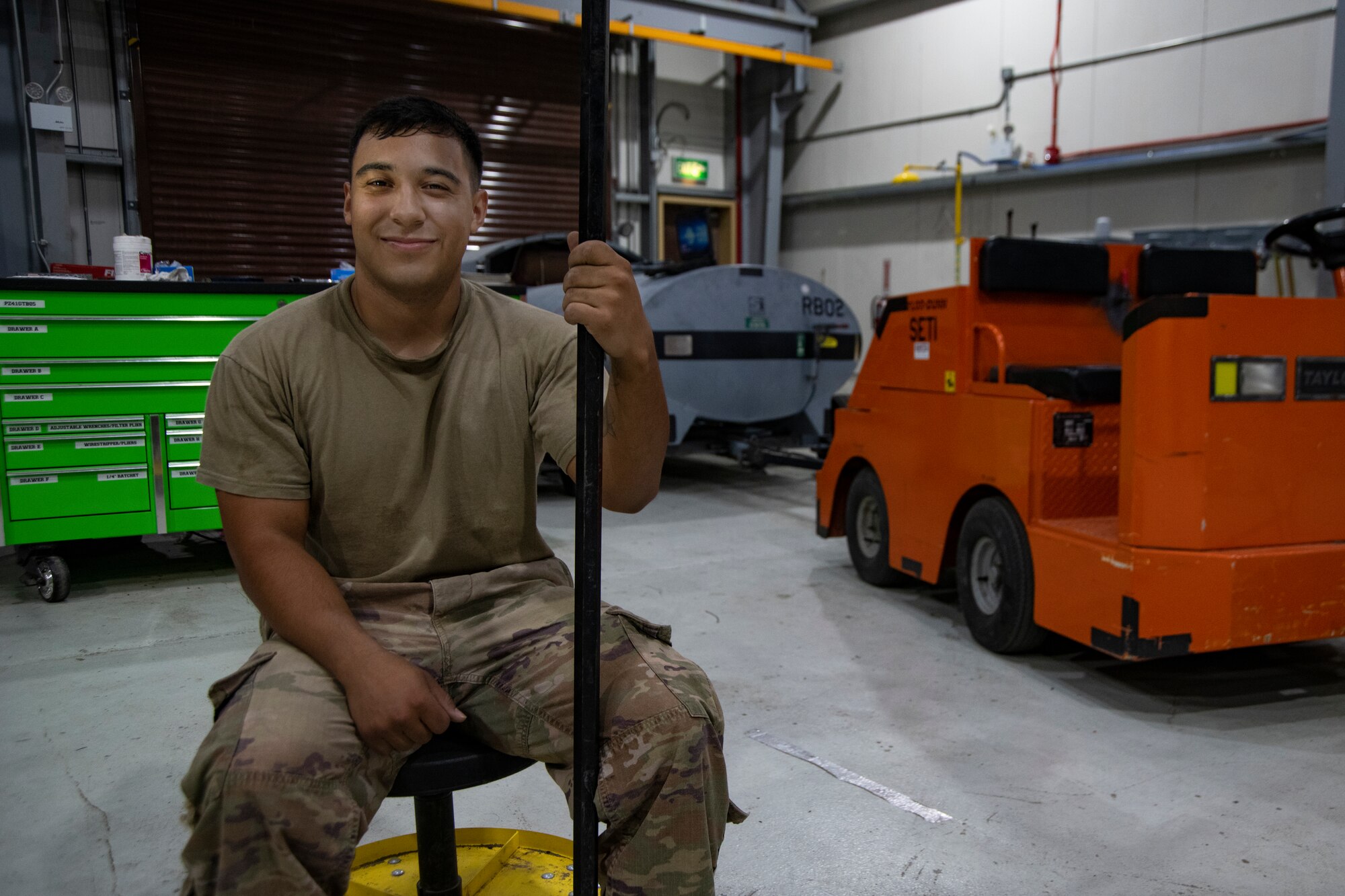 Airman 1st Class Isaiah Flores, 386th Expeditionary Maintenance Squadron Aerospace Ground Equipment journeyman