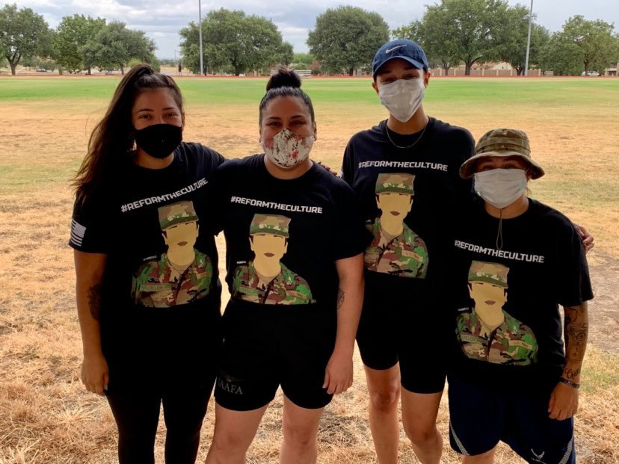 Participants walk the Warhawk Fitness Center track in shifts during a 37th Training Wing hosted 24-hour walk honoring fallen U.S. Army SPC Vanessa Guillen, 25-26 July, 2020. The event was a way for community participants to make a stand against injustice and reiterate the DoD's zero tolerance of sexual misconduct and interpersonal violence.
