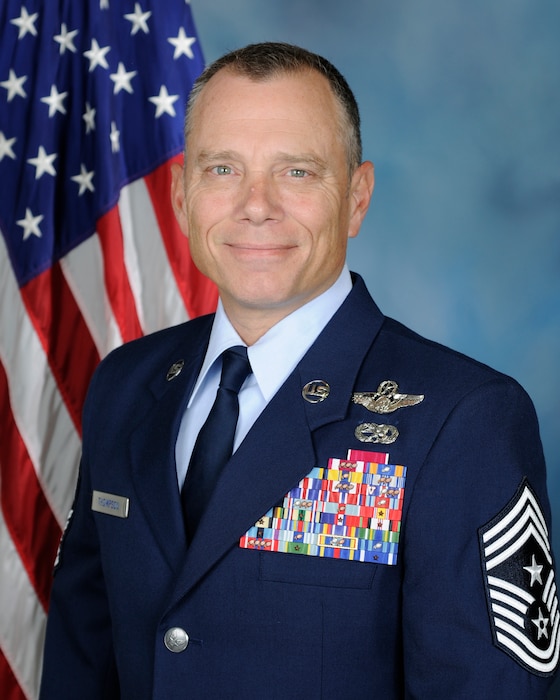 Official biography photo for Chief Master Sgt. Erik Thompson, command chief of Air Education and Training Command.