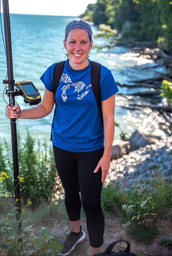 "I'm a GIS analyst with USACE Buffalo and I've been with the Corps just over a year. I'm here to mark the coordinates if we find any unexploded ordnance in the area of interest near Old Fort Niagara. I love working with GIS and being able to take data and visualize it. Once people see data spatially, they understand it better and can make better decisions." - Kristen Buscaglia, U.S. Army Corps of Engineers Buffalo District GIS analyst