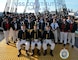 USS Constitution Summer 2016 Command Photo with all sailors standing on the dock of ship in their historic uniforms