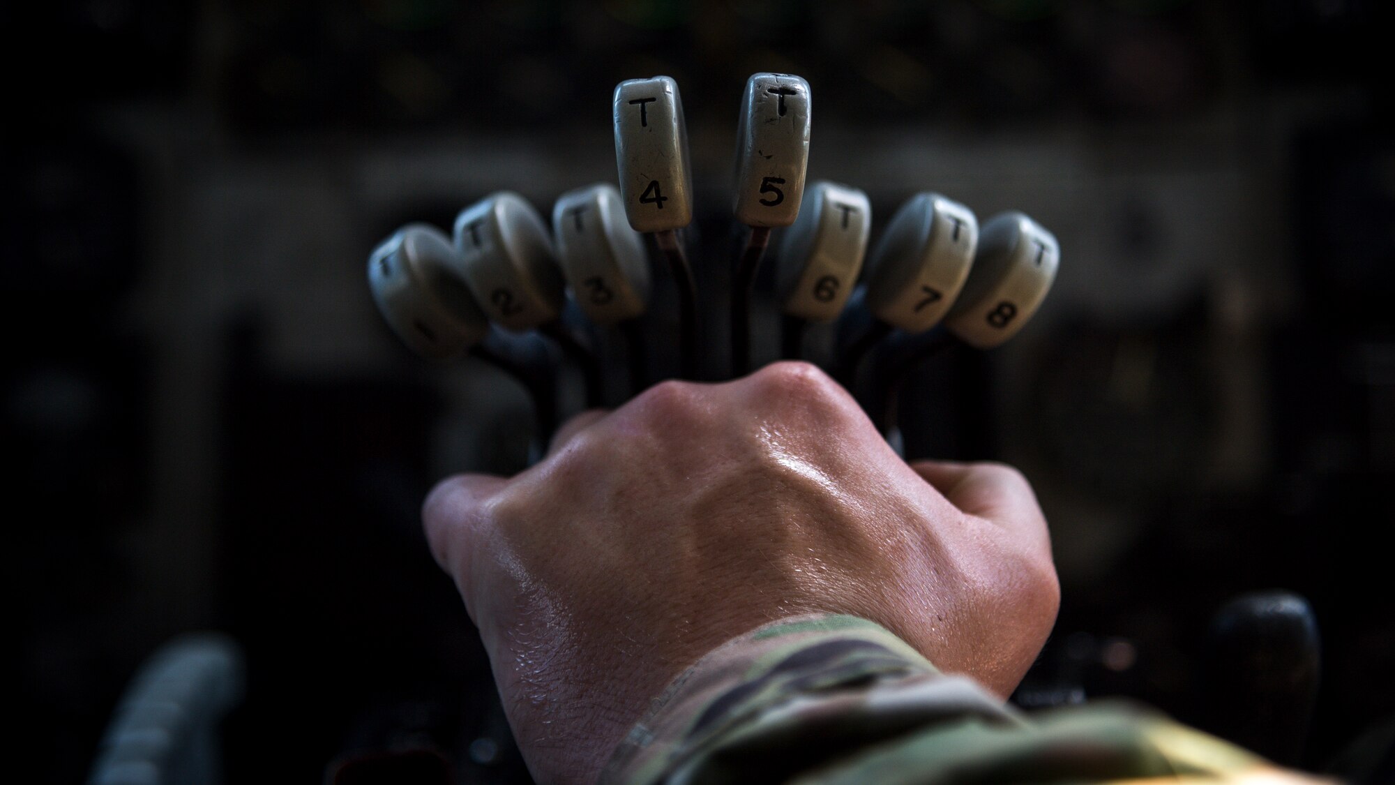 Senior Airman Kaid Hackler, 96th Aircraft Maintenance Unit aerospace propulsion journeyman, starts the engines on a B-52H Stratofortress during an engine run at Barksdale Air Force Base, La., July 23, 2020.