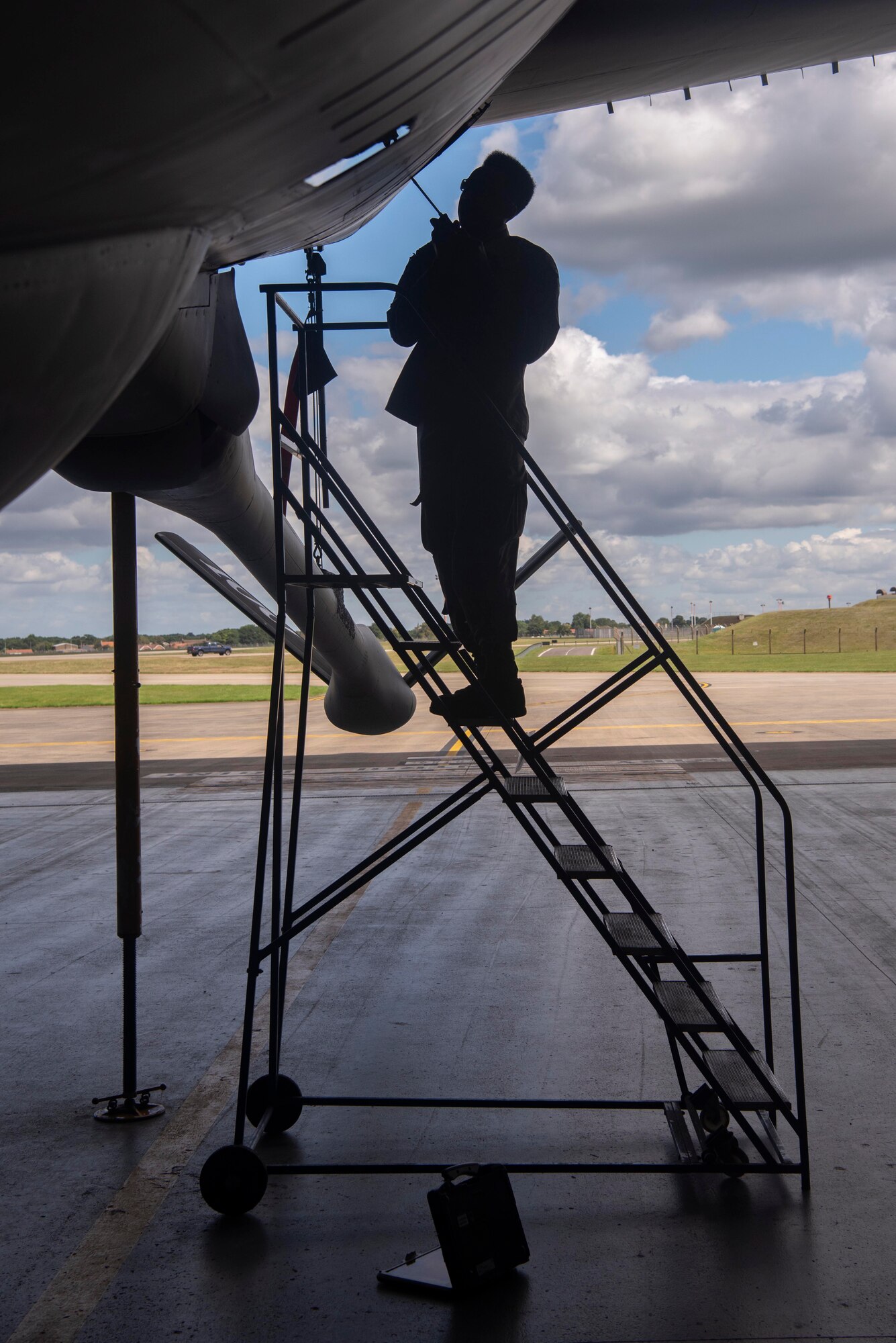 Airman 1st Class Torris Colston, 100th Maintenance Squadron crew chief, screws on a KC-135 Stratotanker aircraft panel July 28, 2020, at RAF Mildenhall, England. The 100th MXS crew chiefs support the readiness of KC-135 Stratotankers through their performance of a diverse set of maintenance tasks. (U.S. Air Force photo by Airman 1st Class Joseph Barron)