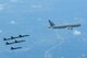 A KC-46 Pegasus assigned to the 931st Air Refueling Wing, McConnell Air Force Base, Kan., lines up to refuel an U.S. Navy Blue Angels F/A-18 Hornet, July 1, 2020 over South Dakota.