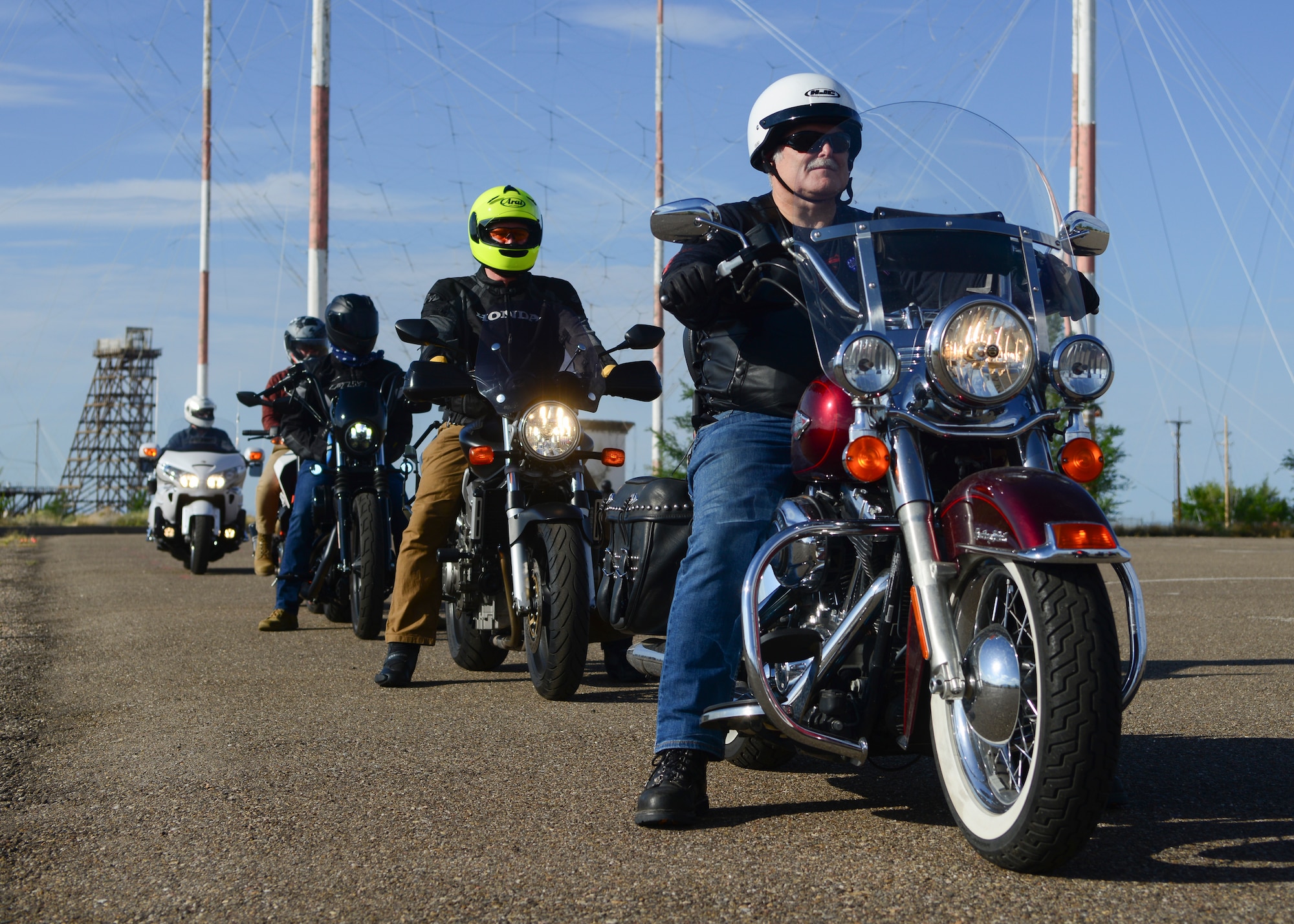 Students line up as they begin the Basic Rider Course 2.