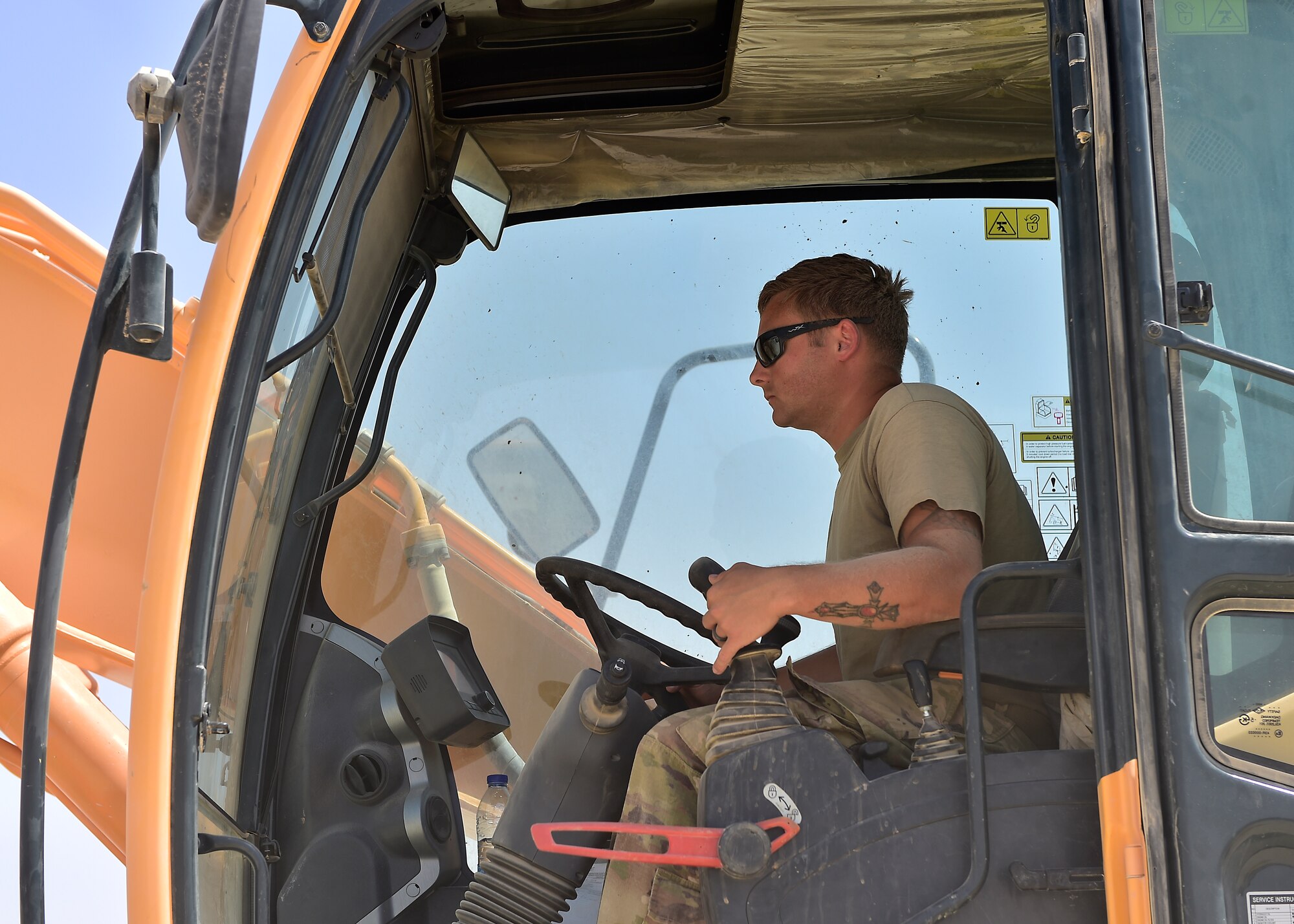 Airmen from the 378th Expeditionary Civil Engineer Squadron construct water and sewer lines at Prince Sultan Air Base, Kingdom of Saudi Arabia, July 28th, 2020.