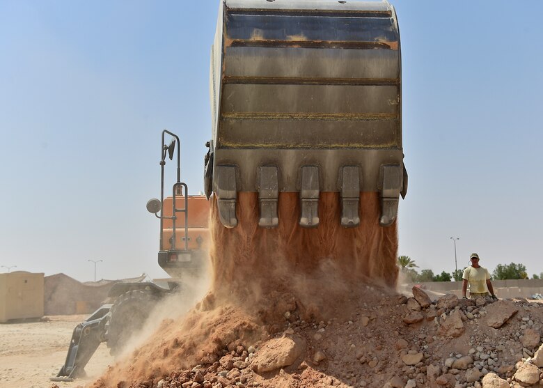 Airmen from the 378th Expeditionary Civil Engineer Squadron construct water and sewer lines at Prince Sultan Air Base, Kingdom of Saudi Arabia, July 28th, 2020.