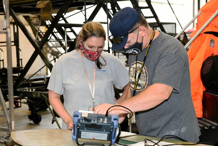 Man and women working