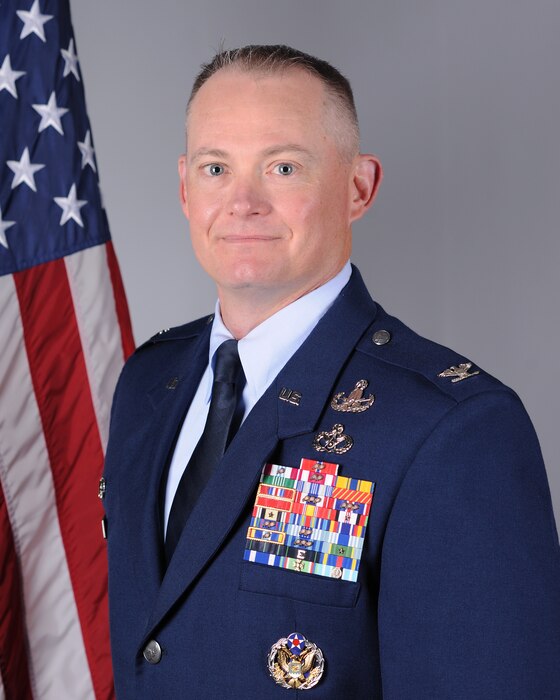 Col. D. Landon Phillips is the Commander of the 48th Mission Support Group at Royal Air Force Lakenheath, England. (U.S. Air Force photo by Senior Airman Christopher S. Sparks)