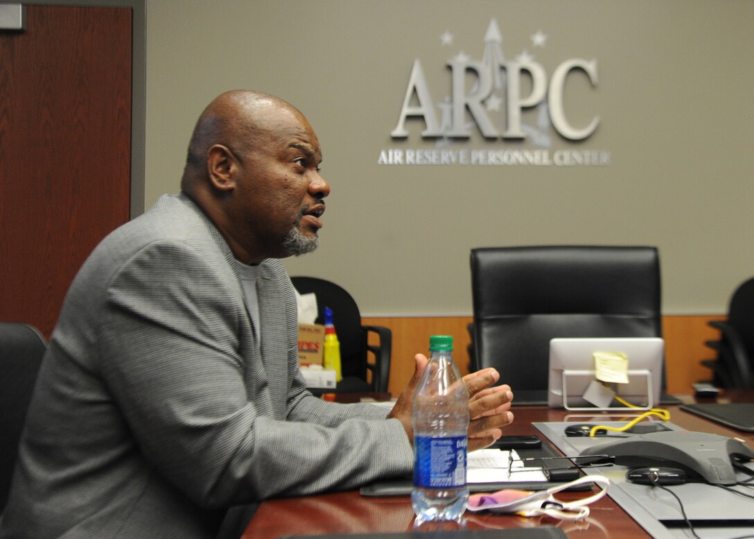 G. Lee Floyd, Air Force Reserve Command chief diversity officer, facilitates virtual Diversity & Inclusion Awareness training and guided discussions about racial relations for Headquarters Air Reserve Personnel Center leaders July 28, 2020. Due to COVID-19 related requirements, many of the senior level civilians and officers and enlisted members in attendance participated virtually. (U.S. Air Force photo by Master Sgt. Leisa Grant)