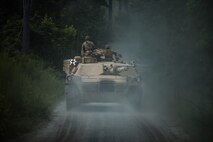 U.S. Marines with 2d Tank Battalion, 2d Marine Division, track through tank trails on Camp Lejeune, North Carolina, July 27, 2020. For nearly 80 years, 2d Tank Battalion left the tank lot and would return after combat or training operations. This time, the tanks will not return. After serving 2d MARDIV for more than three quarters of a century, 2nd Tank Battalion will deactivate in response to a future redesign of the Marine Corps. (U.S. Marine Corps photo by Lance Cpl. Patrick King)