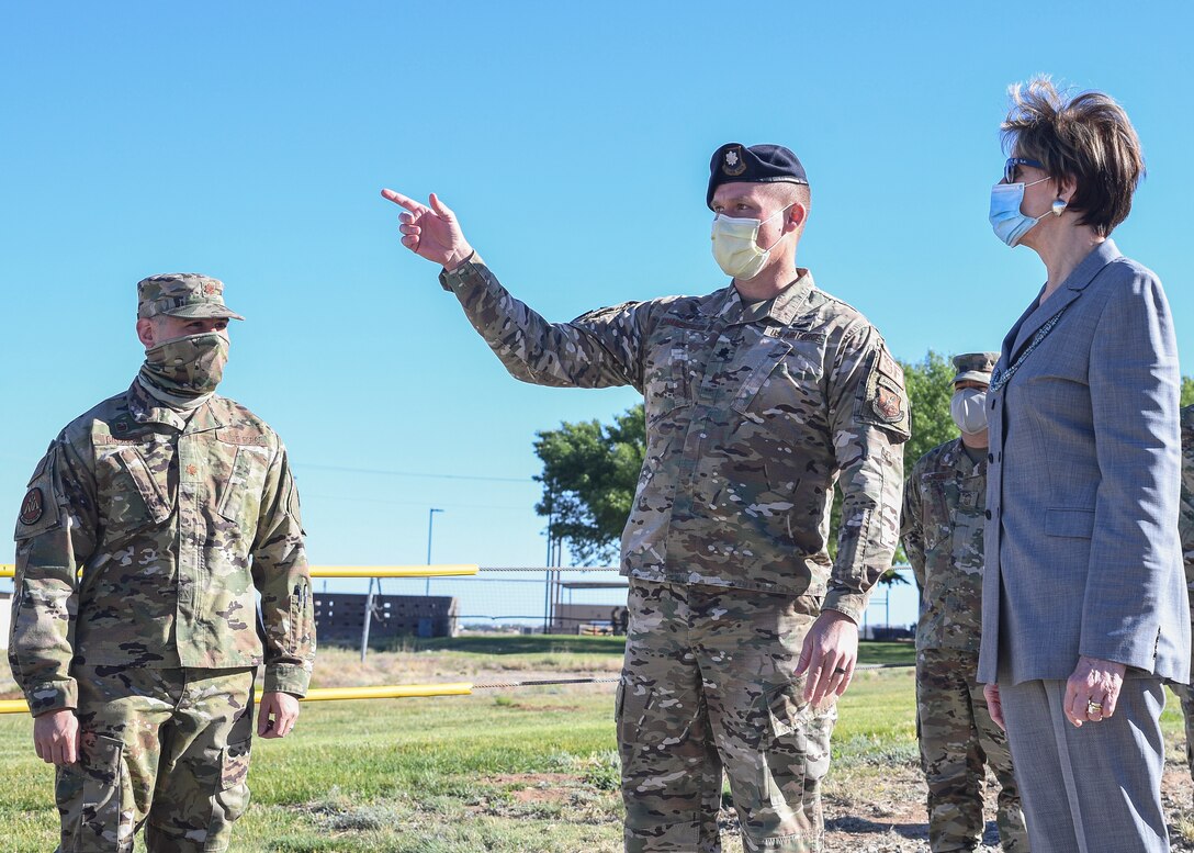 Secretary of the Air Force Barbara Barrett touring Kirtland Air Force Base.