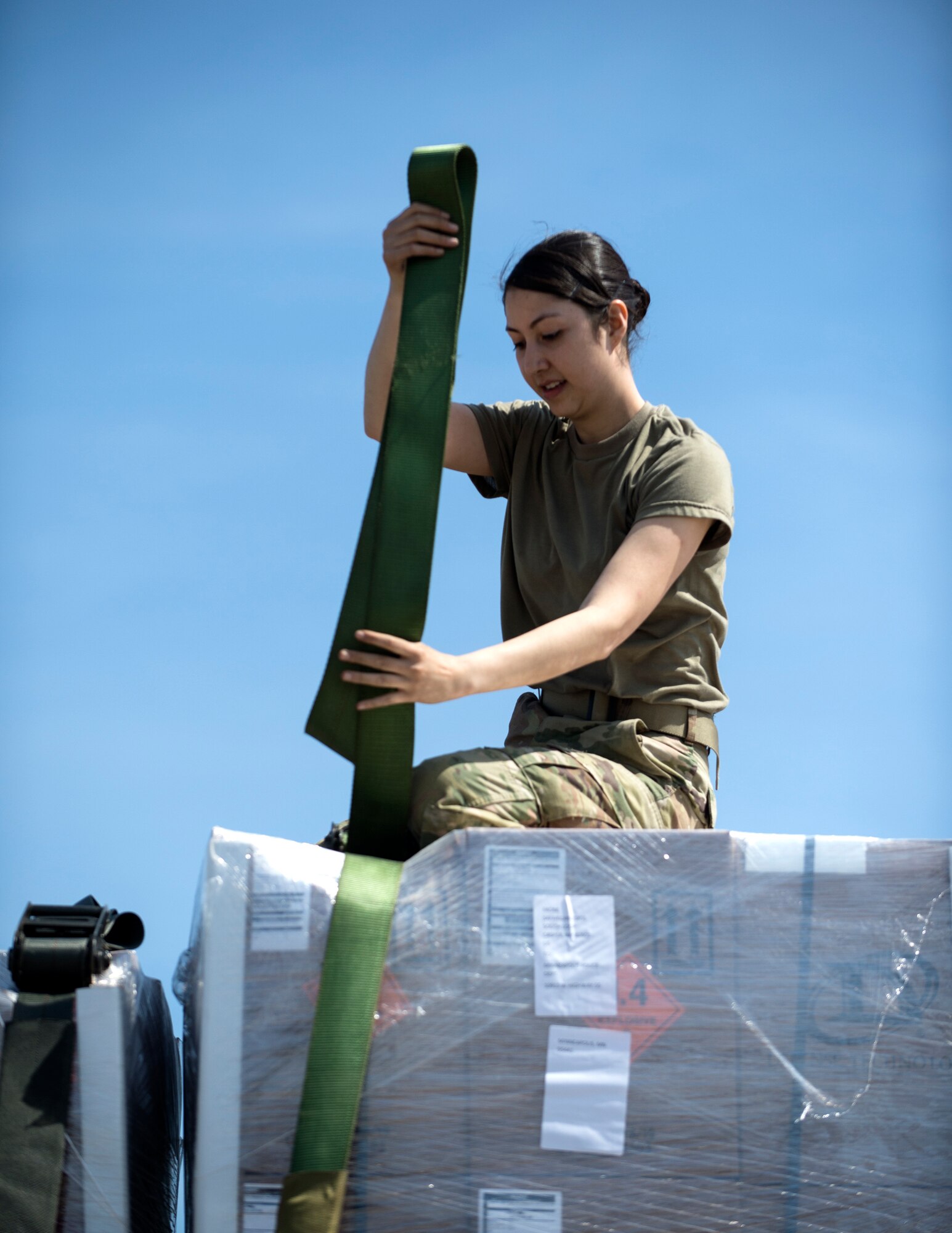 U.S. Air Force C-130 Hercules assigned to the 133rd Airlift Wing participated in a two-phased movement of supplies with Alpha Company, 134th Brigade Support Battalion destined for Minnesota State Patrol in St. Paul, Minn., May 31 2020.