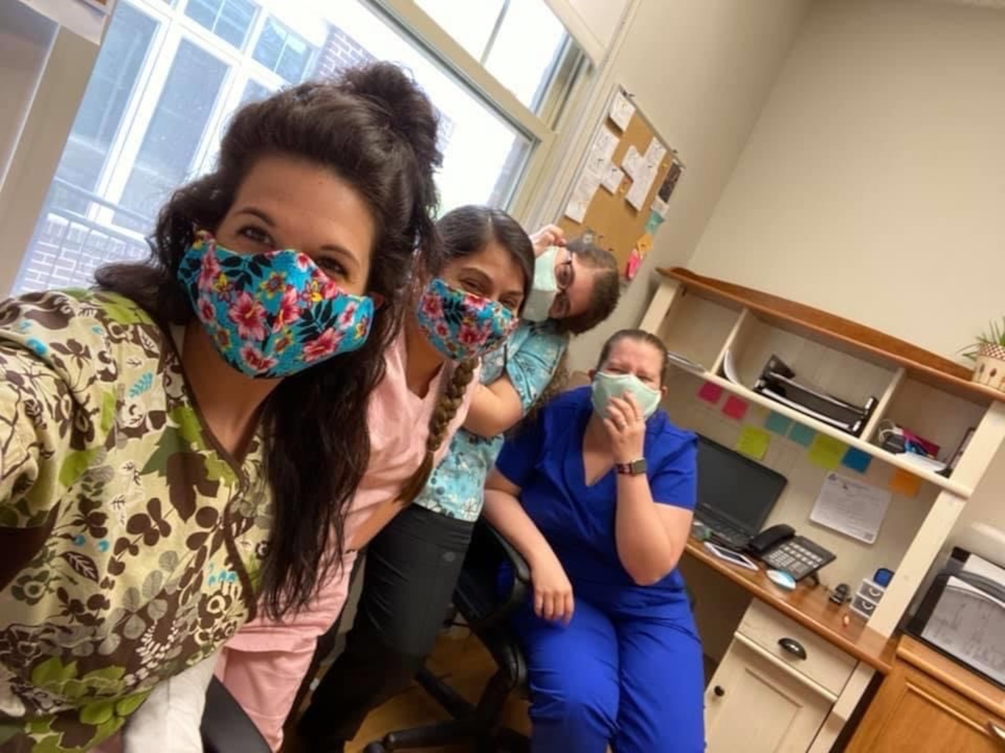 Nurses at The Queen’s Medical Center, Honolulu, Hawaii, wear their masks made and donated by Fight for Aloha, an all-volunteer, non-profit organization. The delivery was coordinated by TSgt Aaron Shields and one of his nurse applicants. (Courtesy photo)