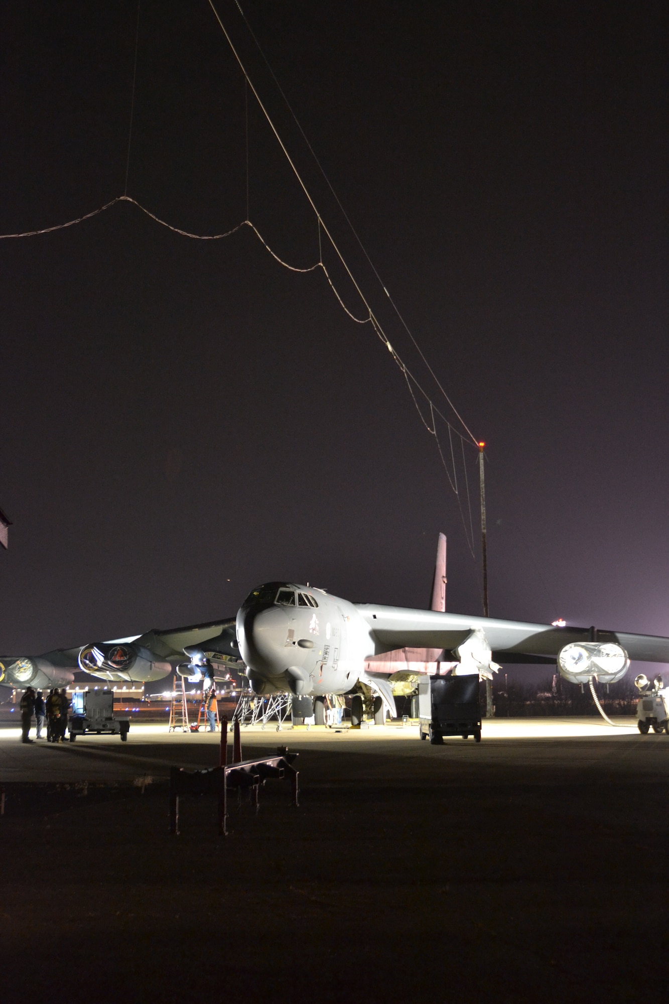 A B-52H Stratofortress bomber from the 2nd Bomb Wing, Barksdale AFB, Louisiana underwent electromagnetic pulse hardness testing at Tinker's Compass Rose Testing Facility earlier this year.  (U.S. Air Force photo/Kelly White)