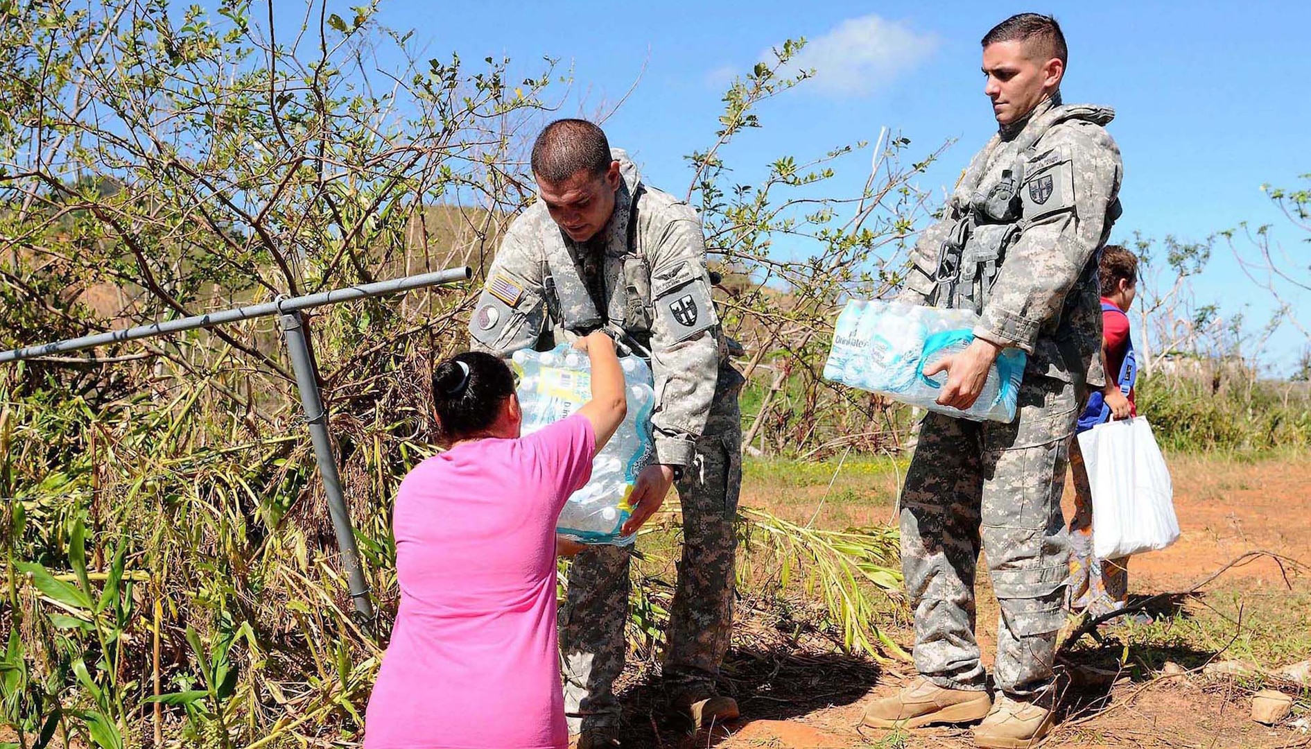 Citizen-Soldiers of the Puerto Rico Army National Guard distributed supplies, food and water to isolated towns in Utuado, Puerto Rico, after Hurricane Maria devastated the island in September 2017.