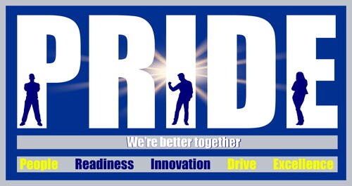 Graphic shows PRIDE logo with "People," "Drive" and "Excellence" highlighted.
