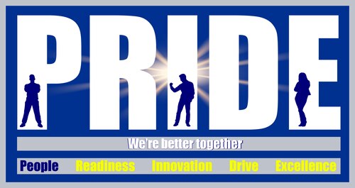 PRIDE logo graphic shows "Readiness," "Innovation," "Drive" and "Excellence" highlighted.