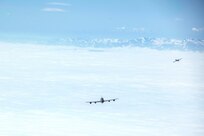 U.S. Air Force KC-135 Stratotankers assigned to 22nd Expeditionary Air Refueling Squadron fly in formation with Turkish Air Force KC-135 Stratotankers assigned to 10th Tanker Base, Incirlik Air Base, Turkey, over Turkey during a Bomber Task Force mission May 29, 2020. Operations and engagements with our allies and partners demonstrate and strengthen our shared commitment to global security and stability. (U.S. Air Force photo by Staff Sgt. Joshua Magbanua)