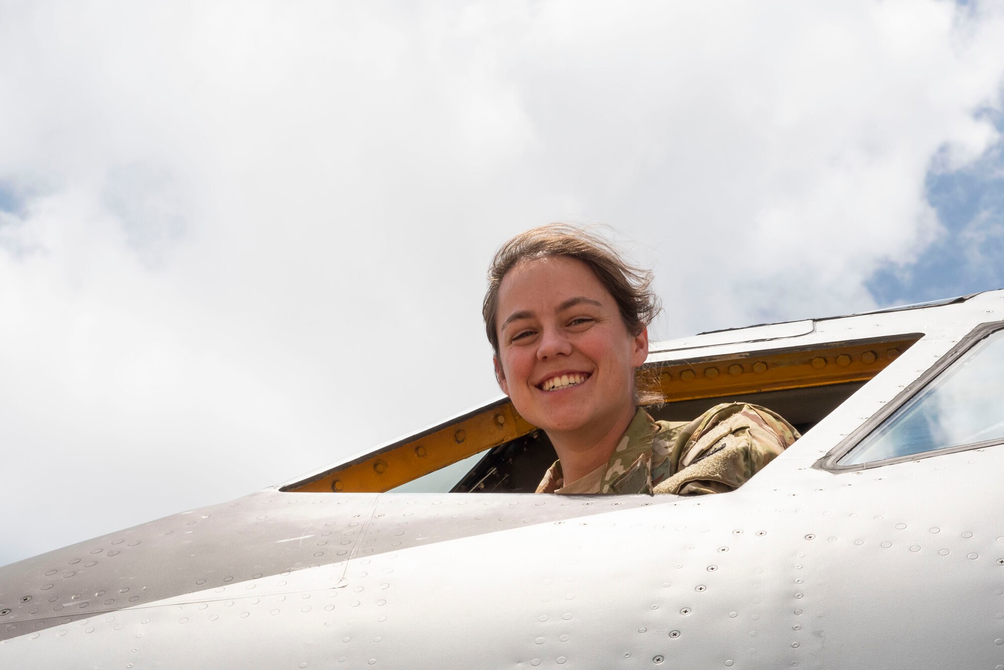 U.S. Air Force Capt. Kirsten Larson, 22nd Expeditionary Air Refueling Squadron KC-135 Stratotanker pilot, poses for a picture at Incirlik Air Base, Turkey, after a training mission  with the Turkish air force May 29, 2020. The U.S. Air Force routinely flies a variety of aircraft and units throughout Europe to support geographic combatant command objectives.  (U.S. Air Force photo by Staff Sgt. Joshua Magbanua)