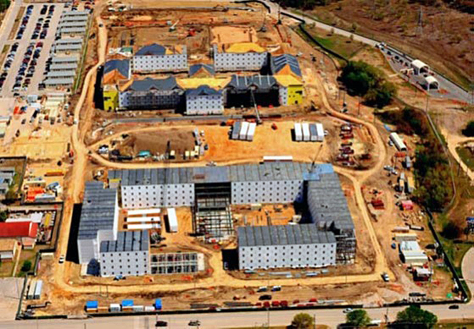 Aerial view of new dormitory construction for future METC students.