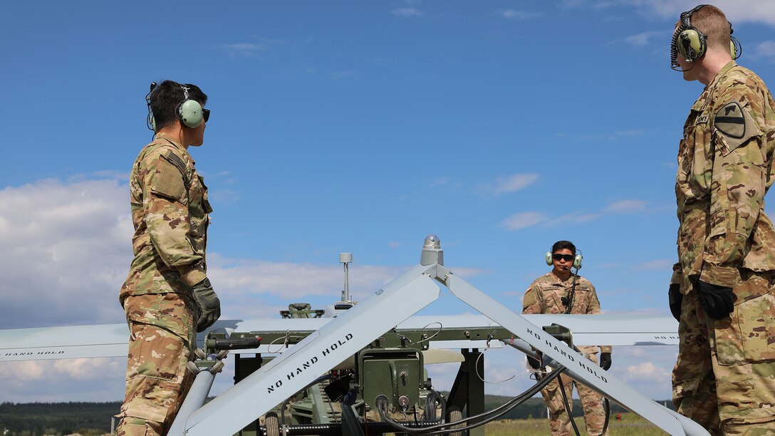 1st Cavalry Division RQ7B Shadow drone launch
