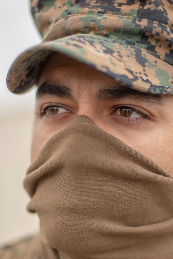 Sgt. Oscar Saldivar, a civil affairs specialist with Special Purpose Marine Air-Ground Task Force - Southern Command, waits for the evacuation control center to open during a certification exercise at Marine Corps Base Camp Lejeune, North Carolina, April 23, 2020. The CERTEX is the culmination exercise that will test the training and readiness of the Marines and Sailors of the SPMAGTF-SC for certification to deploy. Once certified, the SPMAGTF-SC will be ready to conduct crisis response, theater security cooperation training and general engineering projects alongside partner nation militaries in Latin America and the Caribbean. Saldivar is a native of Norwalk, California. (U.S. Marine Corps photo by Cpl. Benjamin D. Larsen)