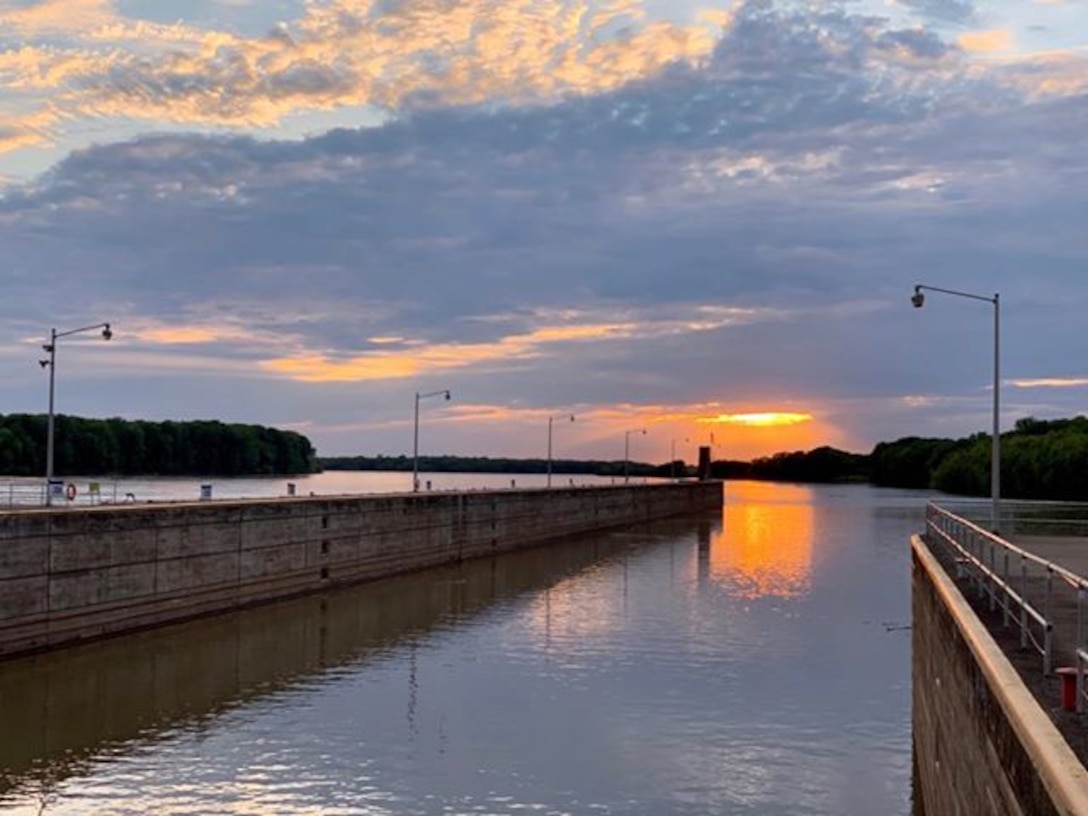 Sunset at John T. Myers Locks and Dam