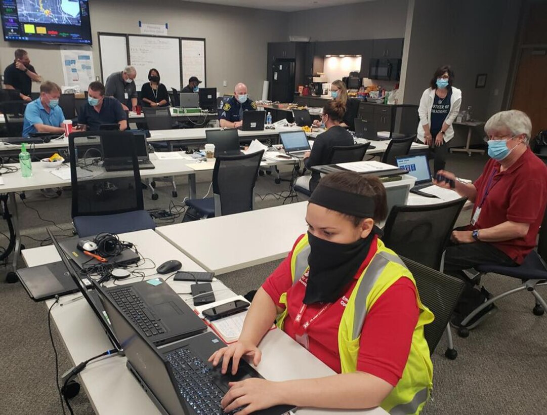 U.S. Army Corps of Engineers, Detroit District, personnel are working in the Midland Emergency Operations Center with the County Emergency Management Team through the Memorial Day weekend in response to the dam failures in Michigan.