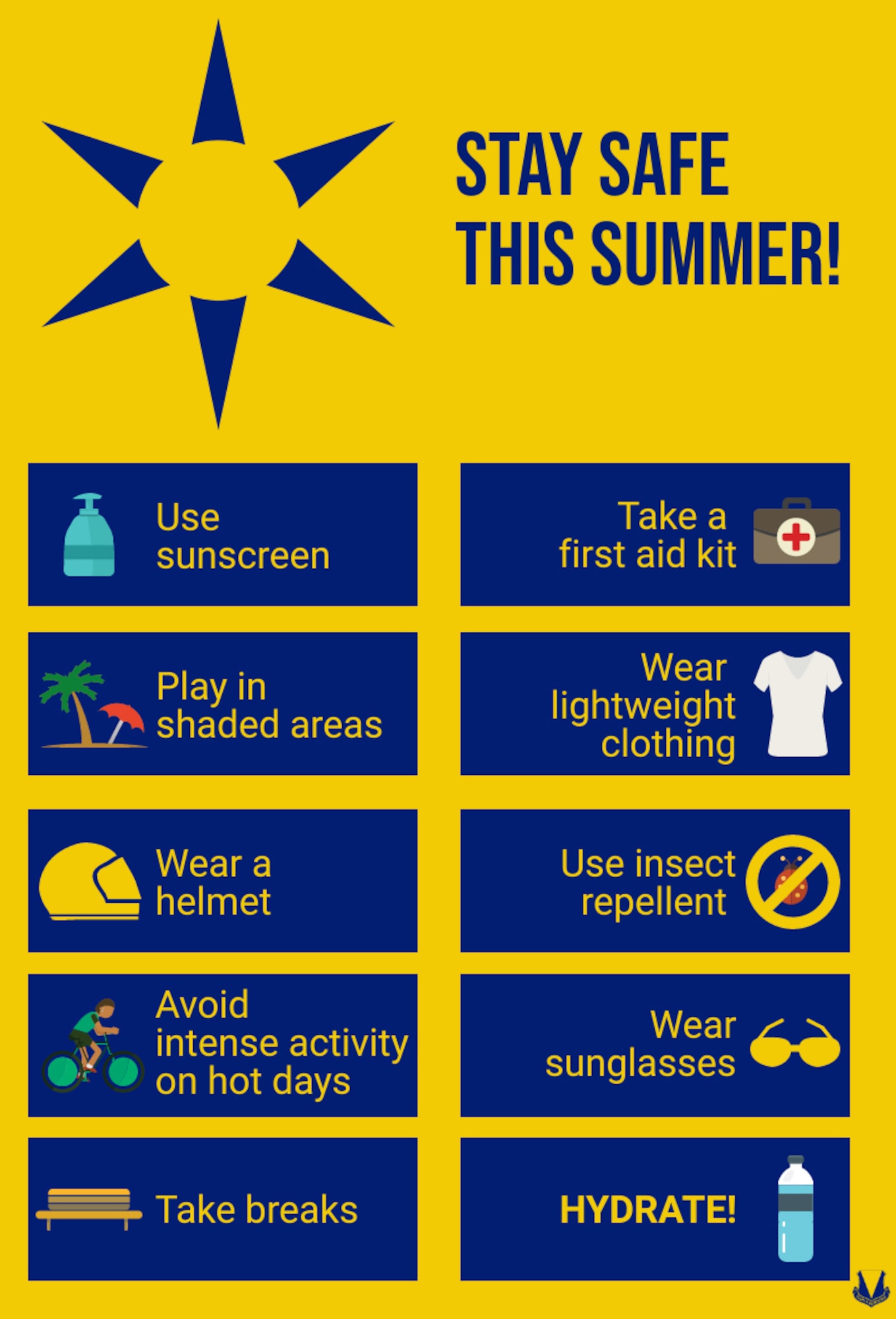 A graphic displaying summer safety tips.