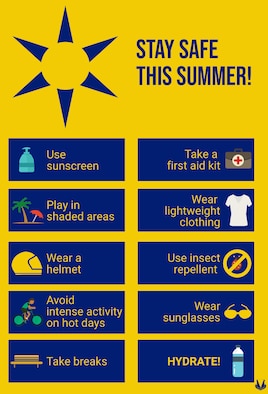 A graphic displaying summer safety tips.